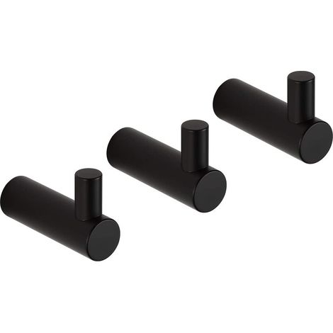 Crochets muraux noirs, lot de 3 crochets muraux, crochets porte-serviettes en acier inoxydable 304 pour salle de bain et cuisine (1/5)