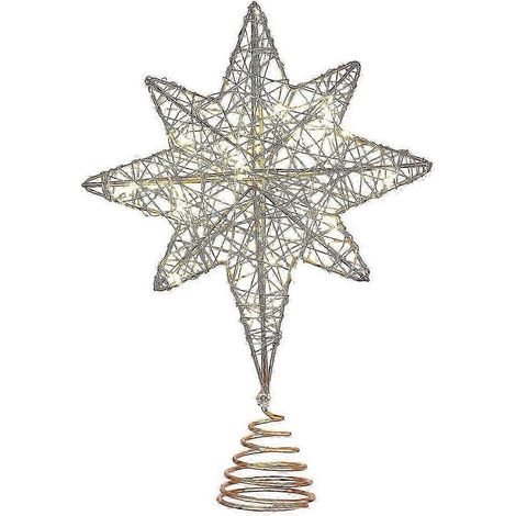 Étoile de Noël Yardwe à sept branches en fil de fer pailleté avec guirlande lumineuse (or rose) (1/4)