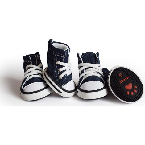 4 pièces Chien Bottes Classique décontracté Denim Toile Style Chaussures pour Animaux de Compagnie Styles de Sport Petit Chien Chaussures Ati-Slip Chaussures Chien Petit Animal Bottes (1/5)