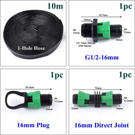 (Tuyau monotrou de 10 m, diamètre 0,4 mm, espacement des trous 20 cm) Système d'irrigation goutte à goutte monotrou pour jardin, arbres fruitiers et légumes, fertilisation (1/5)