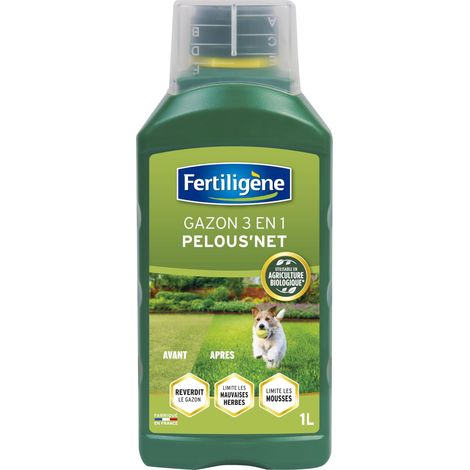 Engrais Liquide Gazon 3 en 1 Pelous'Net 1 L - Reverdit Le Gazon - Limite Mauvaises Herbes et l'apparition des mousses - avec Bouchon doseur - pour 67 m² - Fabriqué en France (1/3)