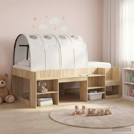 vidaXL Tunnel de lit 2 pc Blanc Polyester (1/5)