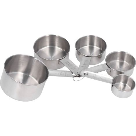 Set mit 5 stapelbaren Messbechern aus Edelstahl mit Skala zum Kochen und Backen