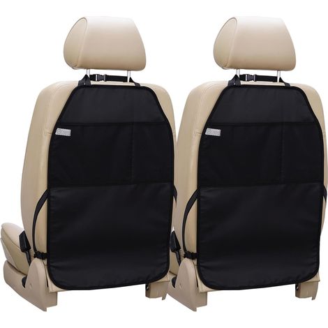 Tapis De Protection Siège Auto - Lot De 2 - Noir - Imperméable Avec Poches Maille - Anti-Rayures Et Boue - Format Extra Large (1/5)