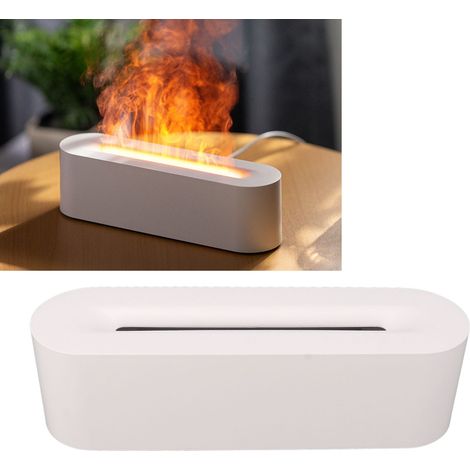 Difusor de llama con humidificador USB portátil – Efecto de llama de 7 colores, resina, blanco, 75 x 257 mm (1/5)