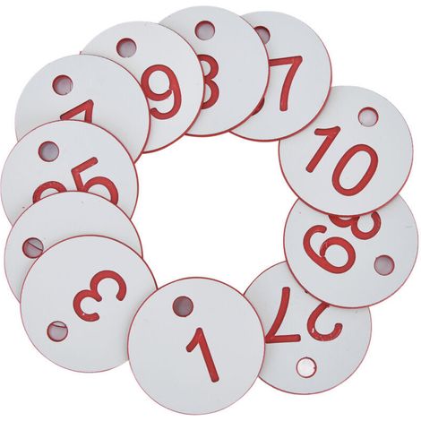 Lot de 50 étiquettes rondes numérotées en ABS pour ruche avec trou, fournitures d'apiculture pour le bétail, blanc 1-50 (1/3)