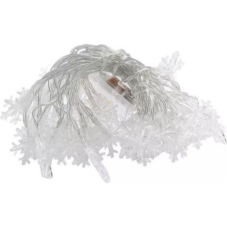 décoration de Noël Guirlande lumineuse de flocon de neige, 6M 40 LED à piles fairy lights, Monochrom à deux modes et décor (1/4)
