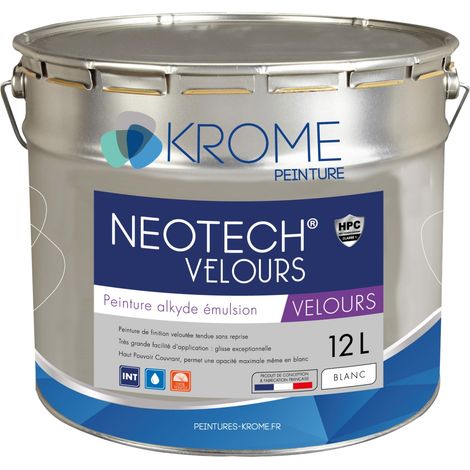 Krome Neotech Velours Peinture de Finition Murs et Plafonds - Intérieur Conditionnement: 12L - Couleur: BLANC (1/3)