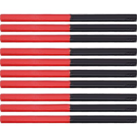 Crayons de charpentier rouge bleu, 10 pièces, 2 noyaux hexagonaux, 2 têtes, stylo de marquage pour le travail du bois, outils à main (1/4)