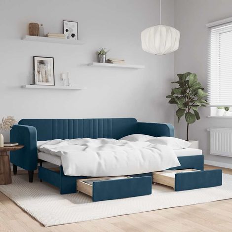 vidaXL Sofá cama nido con cajones terciopelo azul 80x200 cm (1/5)