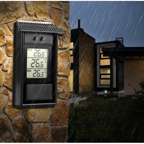 Schwarzes digitales Gewächshaus-Thermometer, wasserdicht, Mindestmaße (1/5)