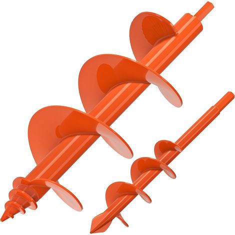 Lot de 2 forets hélicoïdaux pour creuseuse de poteau, foret hélicoïdal de jardin, bulbe de terre pour plantation, 4,1 x 22,9 cm et 10,2 x 30,5 cm, creuseuse de trou pour poteaux de clôture (1/5)