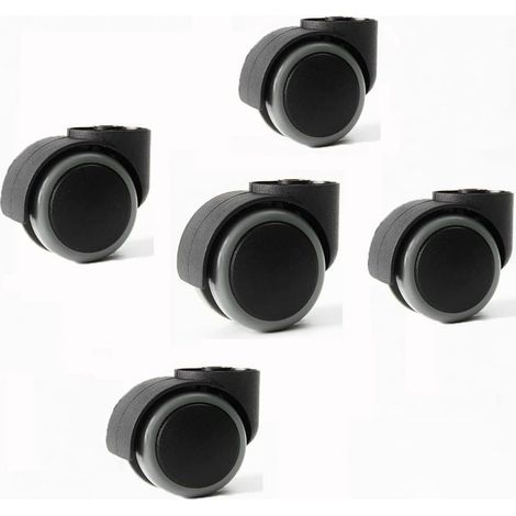 lot de 5 roulettes chaise bureau sans tige m8, roues pivotantes silencieuses en polyuréthane 50mm pour remplacement (1/4)
