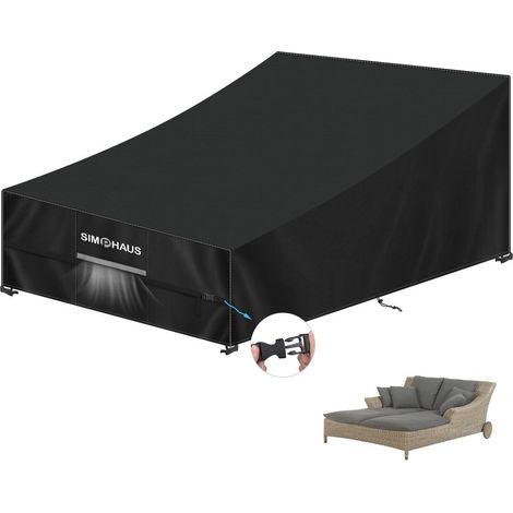 Abdeckung Gartenliege 2 Personen Wasserdicht UV-Beständig 420D Oxford 205x130x90cm (1/5)