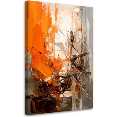 Quadro su tela, Astrazione Geometria Arancione Grigio Moderno - 80x120 (1/3)
