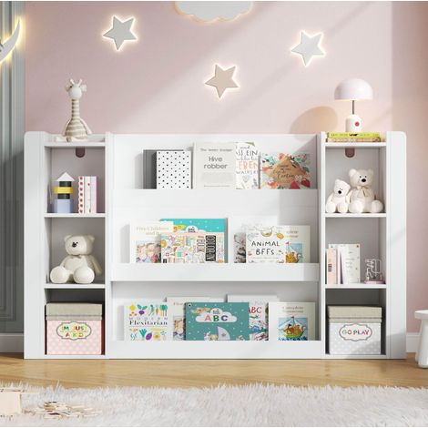 Libreria per bambini con contenitore, bianca, 140 x 30 x 95 cm HAVRYA (1/5)
