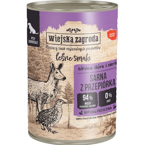 Wiejska Zagroda Sabores del Bosque Adulto Comida húmeda para perros 400 g - Corzo con codorniz 0,4 kg