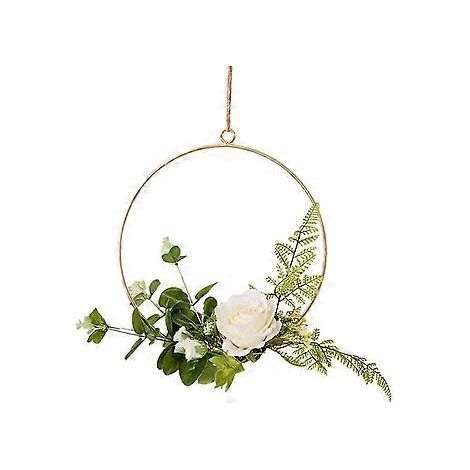 Eleganter Eukalyptusblattkranz, sieht aus wie echte Blumen und eignet sich für die Dekoration im Innen- und Außenbereich. Der Metall-Aufhängering sorgt für Langlebigkeit.