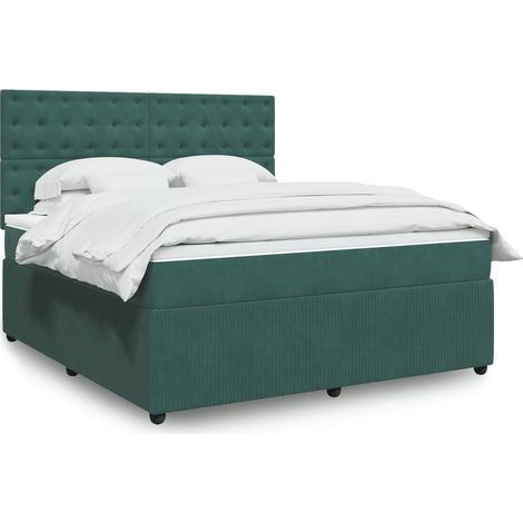 vidaXL Giroletto a Molle con Materasso Verde Scuro 180x200 cm Velluto (1/5)