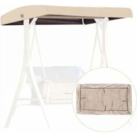 Beige Ersatzdach für Schaukelstuhl, 3-Sitzer-Ersatzbezug, Gartenschaukeldach, wasserdichte Markisenabdeckung für Terrassen und Balkone (19112018/23cm)