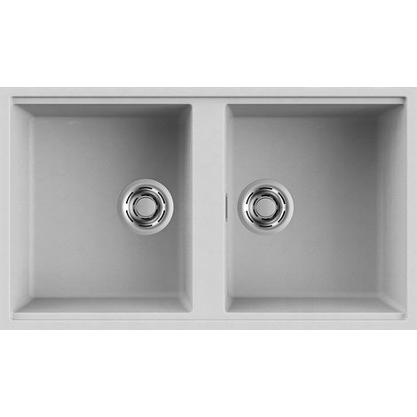 Lavello Elleci Incasso 2 vasche 83,6x48,8 Best 450 Sottotop Metaltek Grigio Aluminium LMB45079BSO (1/3)