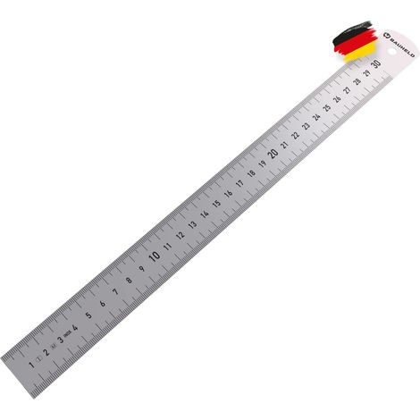 BAUHELD® Righello in Acciaio 300 mm [EG1] - Scala Con Misurazione in INCH e CM [Made in Germany] - Robusto Righello in Metallo Inox - 30 cm Linial Con Pratico Foro (1/5)