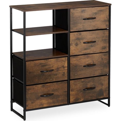 Cassettiera retrò stile industriale 6 cassetti 90 x 40 x 75 cm mobile contenitore decorativo eleganza in MDF nero 130010895