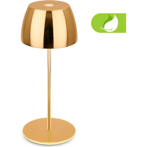 Briloner Serina Mini LED Tischlampe kabellos IP44, Dimmbar, Touch, Spritzwasserschutz, akku, gold, Ø8 x 20 cm