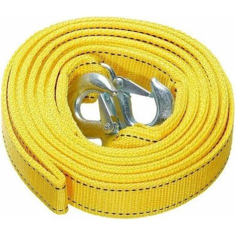 Ulisem Cinturino pesanti traino con Ganci di sicurezza ,Fune di traino, Poliestere, Funi di Trazione, Giallo, 4 metri, 5 tonnellate (1/5)
