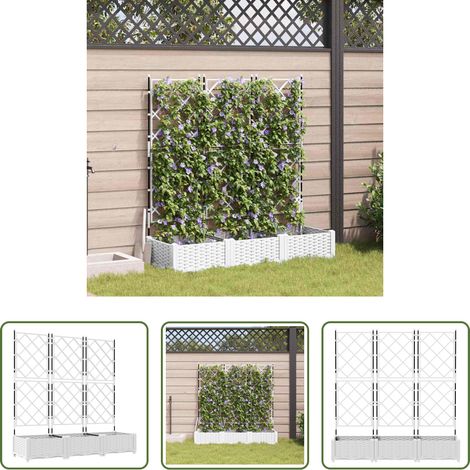 Stahlpflanzer - Garten-Pflanzgefäß 3 pcs Weiß 120 x 40 x 125,5 cm Stahl (1/5)