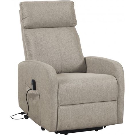 Fauteuil de relaxation électrique inclinable en tissu beige avec repose pieds - Longueur 64 x Largeur 93 x Hauteur 104 cm (1/5)