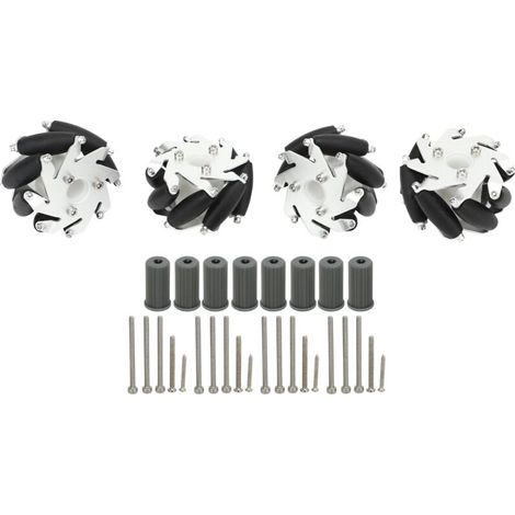 4 Roues Omnidirectionnelles 60mm en Alliage d'Aluminium - Lot de 4 (2 Gauche, 2 Droite) pour Robotique (1/5)