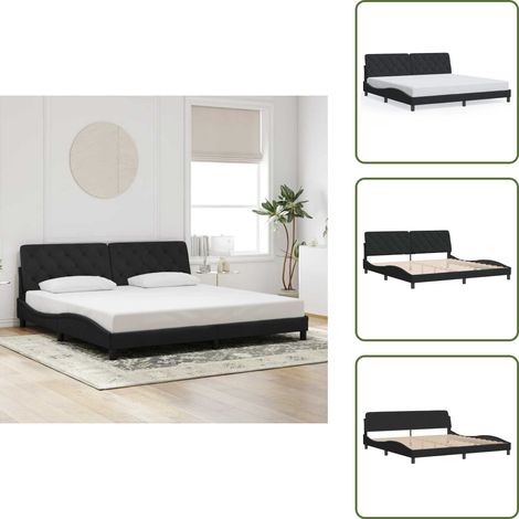 Bettgestell ohne Matratze Schwarz 200x200 cm Samt - Bettsystem - Doppelbett - Boxspringbetten - Samtbett - Schwarzes Bett (1/5)