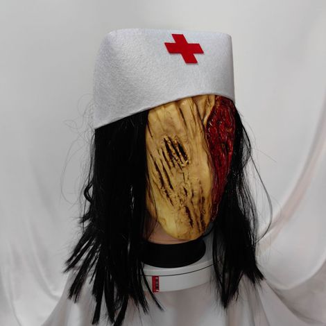 Masque d'infirmière de Silent Hill, masque facial en latex pour Halloween, accessoire de costume de film (1/4)