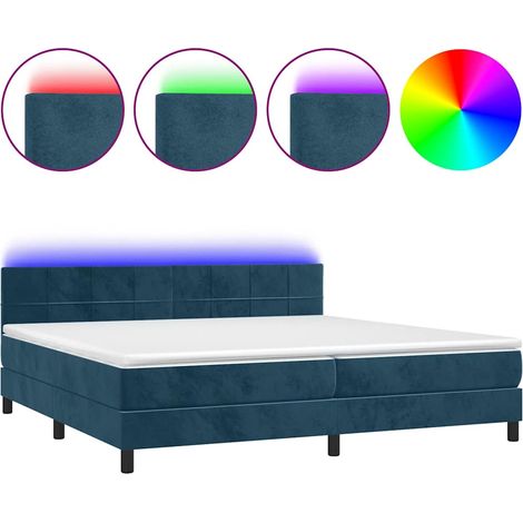 Maison Exclusive - Letto a Molle con Materasso e LED Blu Scuro 200x200 cm (1/5)