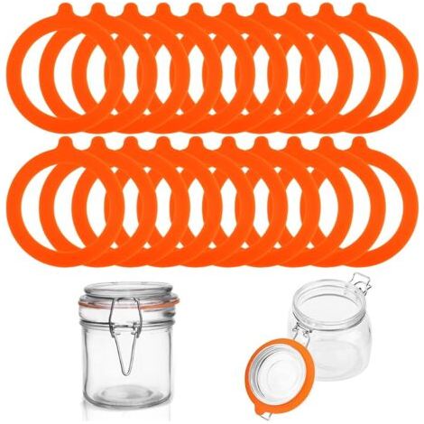 Lot de 20 Joint Bocaux Le Parfait, 70 X 95 mm Joints de Bocal en Silicone Universelles Joints D'étanchéité De Pot De Remplacement Convient aux Bocauxs Mason,Bocaux Hermétiques Faits Maison (Orange) (1/5)