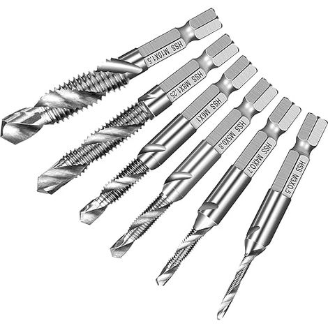 tarauds combinés M3 M4 M5 M6 M8 M10 - Tarauds manuels avec tige hexagonale - Pour métal, bois, plastique (1/5)
