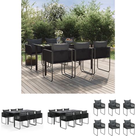 Gartenesszimmer - vidaXL 7-tlg. Garten-Essgruppe Schwarz - Witterungsbeständig (1/5)