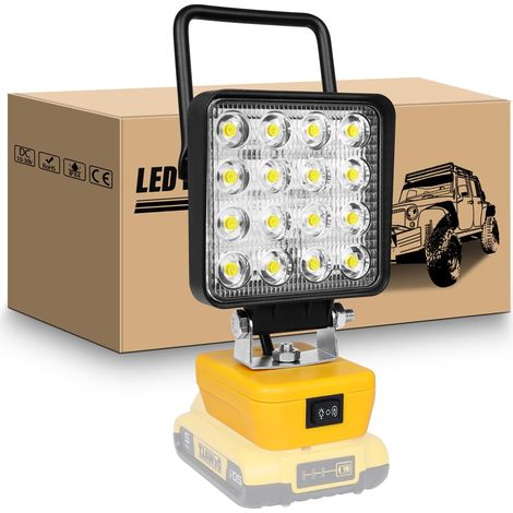 Projecteur LED Rechargeable pour Batterie 18V, 48W 4800LM Sans Batterie, Lampe de Travail LED Sans fil, Portable Projecteur de Chantier pour Garage, Camping, Atelier, Pêche, Urgence (1/5)