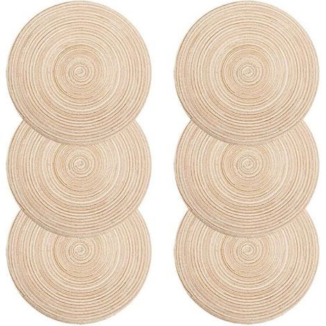Sets de Table - PP Tressé - Ivoire - Lavable - Rond 38x38cm - Antidérapant (1/4)