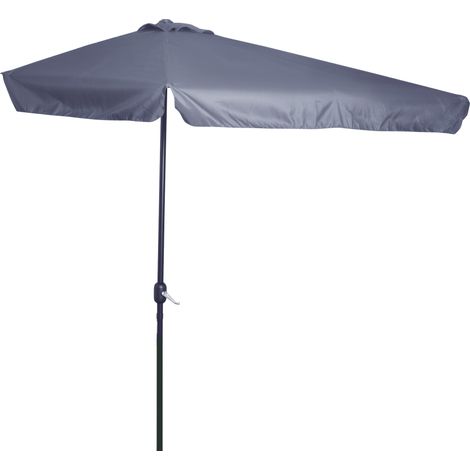 Halbschirm – Balkonschirm mit 5 Metallstreben, 2,3 x 1,3 x 2,49 m, hochdichtes Polyester, grau