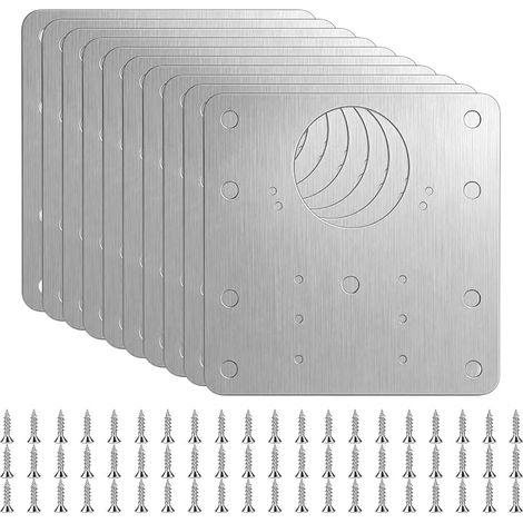 10 x Door Hinge Repair Plate Kit with 40 Screws, for Repairing and Strengthening Hinges, Flat Hinges, Cupboard Door Hinges, Cupboard Hardware (1/5)
