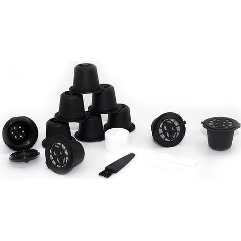 Lot de 10 filtres à café réutilisables et rechargeables pour machines Nespresso, en plastique. (1/4)