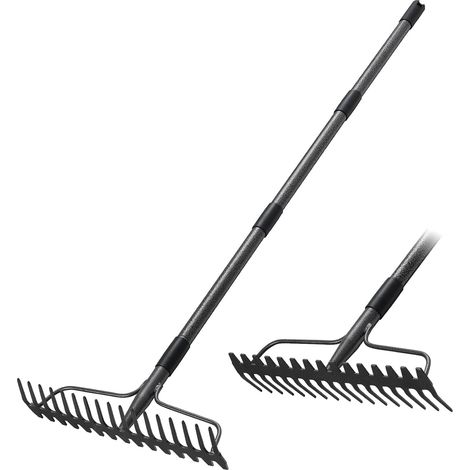 Garden Rake Heavy Duty Rake for Loosening Soil Leveling with 150cm Long Handle and 17 Clips Ideal for Scraping Grass Leaves and Trees (1/5)