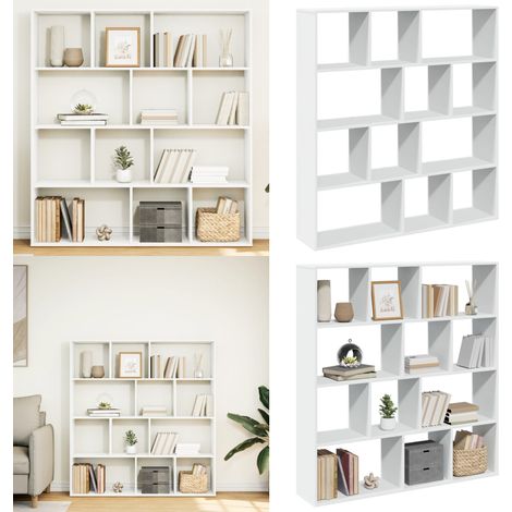 Estantería librería madera de ingeniería blanca 132x29x141,5 cm - Estantería de libros - Estantería decorativa