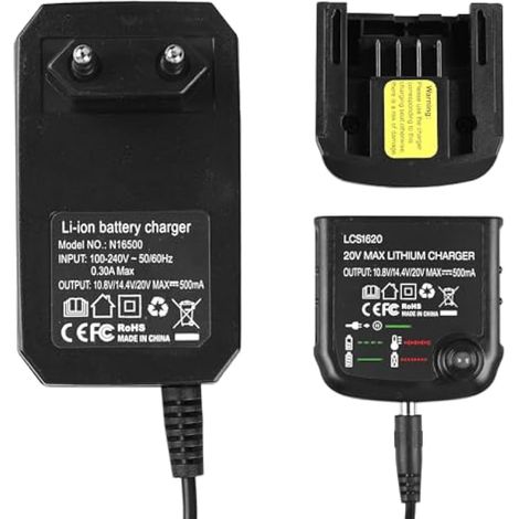 Chargeur compatible avec Black & Decker 10.8V-20V, chargeur pour batteries Li-ion LBXR20-OPE, LB20, LBX20, LBX4020, LBXR2020-OPE, BL1514, LBXR114 (1/5)