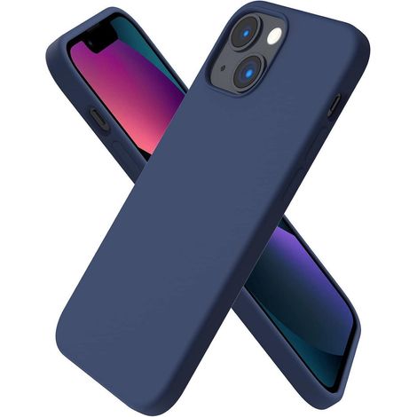 Coque en silicone liquide pour iPhone 13 Mini 5,4 pouces, protection intégrale, bleu marine (1/5)