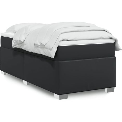 Boxspringbett mit Matratze Schwarz 100x200 cm Kunstleder (1/5)