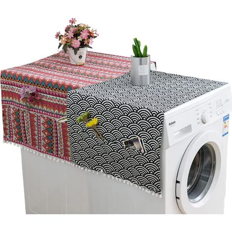 RGE Couvercle Anti-Poussière Machine Laver, 2 Pièces Réfrigérateur Anti Poussière Polyvalent, Housse Protection Pour Réfrigérateur, Pour Lave-Linge Réfrigérateur (1/5)