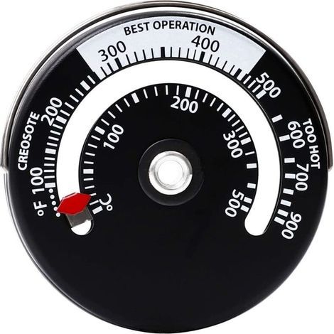 Termometro per camino, termometro per ventilatore da camino cavo, quadrante magnetico, termometro magnetico multicombustibile per stufa a legna (1/4)